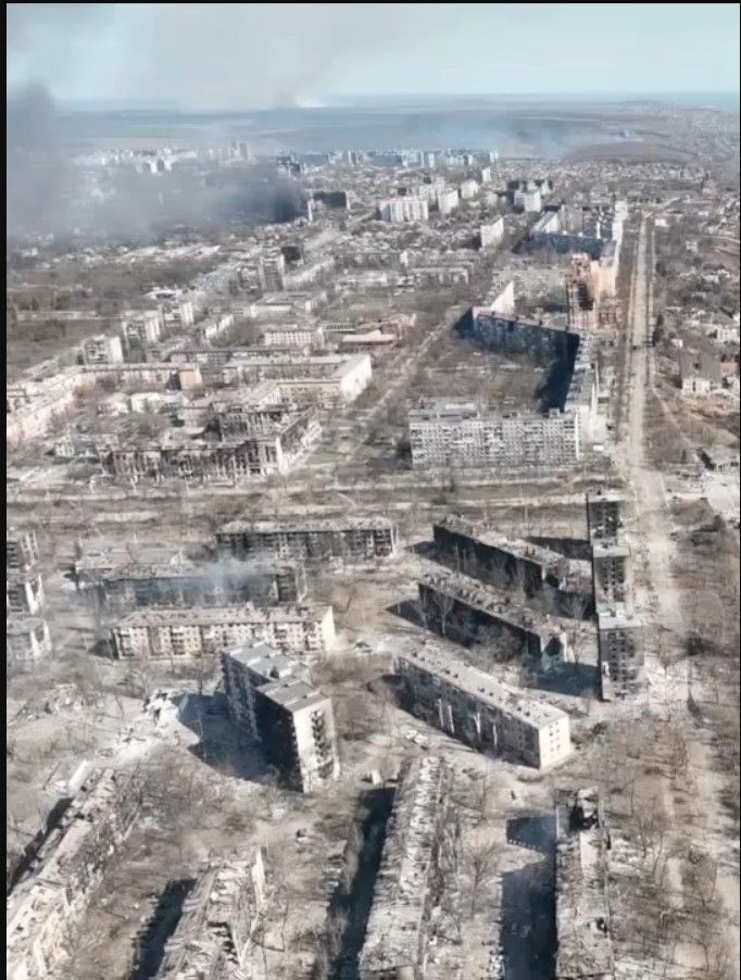 Aerial view of Mariupol after the 2022 siege